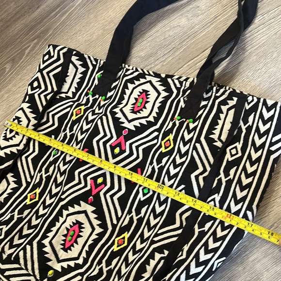 Forever 21 Canvas Boho Tribal Embellished Tote Bag - Picture 11 of 14